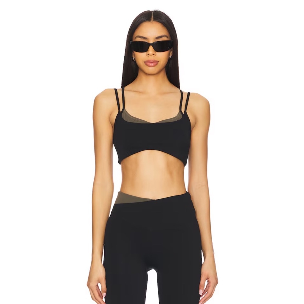 P.E Nation Distortion Sports Bra and leggings in Black & Tarmac